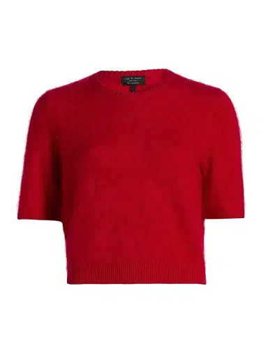 rag & bone Women's Jada Brushed Cashmere Crop Sweater - Red | Thumbnail 1 rag & bone Women's Jada Brushed Cashmere Crop Sweater - Red | Thumbnail 1
