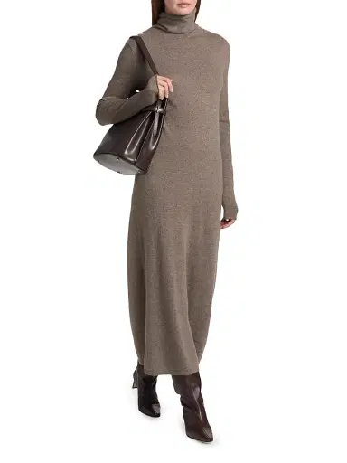 Lisa Yang Women's Truffle Cashmere Turtleneck Sweaterdress | Thumbnail 2 Lisa Yang Women's Truffle Cashmere Turtleneck Sweaterdress | Thumbnail 2