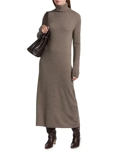 Lisa Yang Women's Truffle Cashmere Turtleneck Sweaterdress | Thumbnail 3 Lisa Yang Women's Truffle Cashmere Turtleneck Sweaterdress | Thumbnail 3