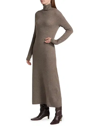 Lisa Yang Women's Truffle Cashmere Turtleneck Sweaterdress | Thumbnail 4 Lisa Yang Women's Truffle Cashmere Turtleneck Sweaterdress | Thumbnail 4