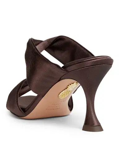 Aquazzura Women's Twist 75MM Satin Slip-On Sandals - Mocha - Size 11 | Thumbnail 3 Aquazzura Women's Twist 75MM Satin Slip-On Sandals - Mocha - Size 11 | Thumbnail 3