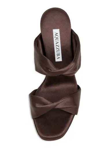 Aquazzura Women's Twist 75MM Satin Slip-On Sandals - Mocha - Size 11 | Thumbnail 4 Aquazzura Women's Twist 75MM Satin Slip-On Sandals - Mocha - Size 11 | Thumbnail 4