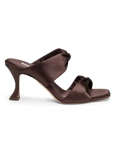 Aquazzura Women's Twist 75MM Satin Slip-On Sandals - Mocha - Size 11 | Thumbnail 1 Aquazzura Women's Twist 75MM Satin Slip-On Sandals - Mocha - Size 11 | Thumbnail 1