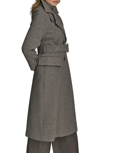 Donna Karan New York Women's Belted Double-Breasted Raglan Coat - Steel | Thumbnail 3 Donna Karan New York Women's Belted Double-Breasted Raglan Coat - Steel | Thumbnail 3