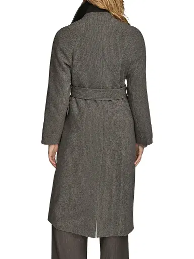 Donna Karan New York Women's Belted Double-Breasted Raglan Coat - Steel | Thumbnail 5 Donna Karan New York Women's Belted Double-Breasted Raglan Coat - Steel | Thumbnail 5