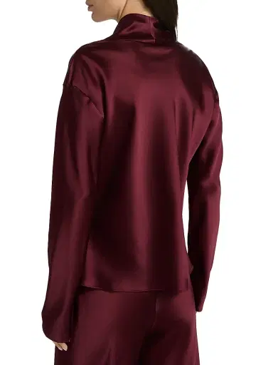 Leset Women's Barb Satin Cowlneck Top - Bordeaux | Thumbnail 5 Leset Women's Barb Satin Cowlneck Top - Bordeaux | Thumbnail 5