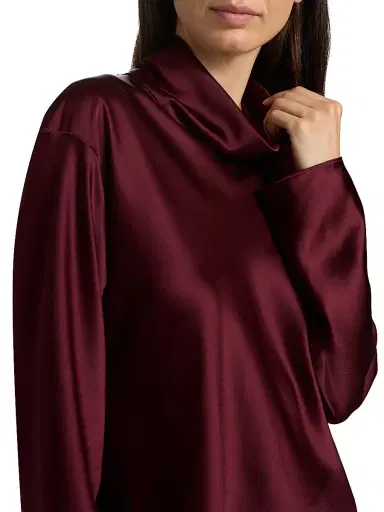 Leset Women's Barb Satin Cowlneck Top - Bordeaux | Thumbnail 6 Leset Women's Barb Satin Cowlneck Top - Bordeaux | Thumbnail 6