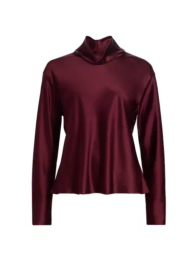 Leset Women's Barb Satin Cowlneck Top - Bordeaux | Thumbnail 1 Leset Women's Barb Satin Cowlneck Top - Bordeaux | Thumbnail 1