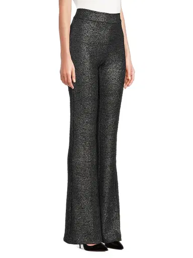 Avenue Montaigne Women's Metallic Stretch Flared Pants - Platinum | Thumbnail 4 Avenue Montaigne Women's Metallic Stretch Flared Pants - Platinum | Thumbnail 4