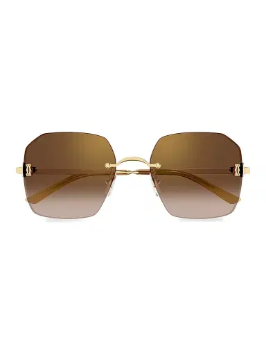 Cartier Women's Double C 55MM Geometrical Sunglasses - Gold Yellow | Thumbnail 2 Cartier Women's Double C 55MM Geometrical Sunglasses - Gold Yellow | Thumbnail 2
