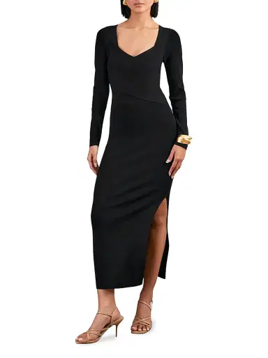 Reiss Women's Sophia Knitted Wrap Maxi Dress - Black | Thumbnail 2 Reiss Women's Sophia Knitted Wrap Maxi Dress - Black | Thumbnail 2