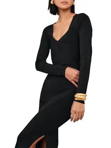 Reiss Women's Sophia Knitted Wrap Maxi Dress - Black | Thumbnail 4 Reiss Women's Sophia Knitted Wrap Maxi Dress - Black | Thumbnail 4