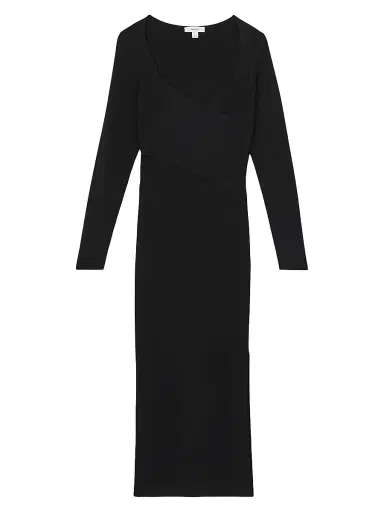 Reiss Women's Sophia Knitted Wrap Maxi Dress - Black | Thumbnail 1 Reiss Women's Sophia Knitted Wrap Maxi Dress - Black | Thumbnail 1