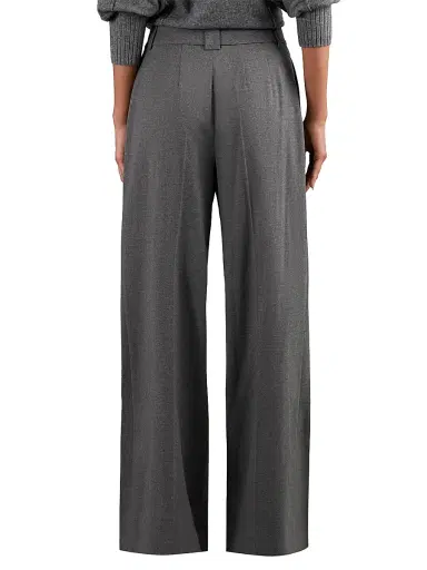 Reiss Women's Poppie Flannel Wide-Leg Trousers - Grey | Thumbnail 4 Reiss Women's Poppie Flannel Wide-Leg Trousers - Grey | Thumbnail 4