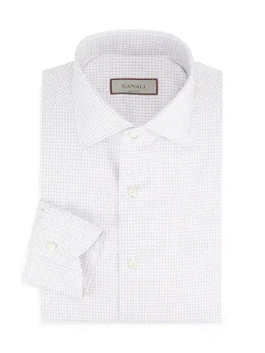 Canali Men's Graph-Check Plaid Cotton Dress Shirt - Brown | Thumbnail 1 Canali Men's Graph-Check Plaid Cotton Dress Shirt - Brown | Thumbnail 1