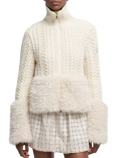 Moncler Women's Cardigan in Wool Blend - White | Thumbnail 2 Moncler Women's Cardigan in Wool Blend - White | Thumbnail 2