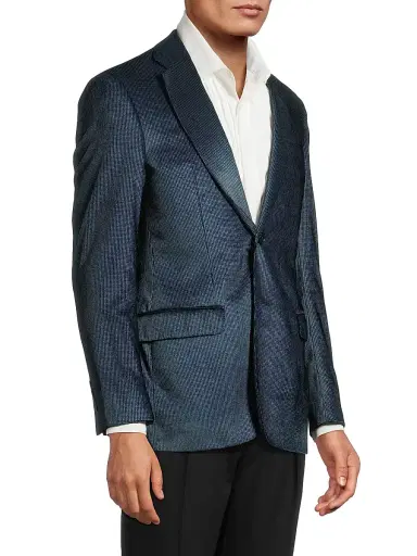 Emporio Armani Men's Micro-Patterned Velvet Jacket - Blue | Thumbnail 4 Emporio Armani Men's Micro-Patterned Velvet Jacket - Blue | Thumbnail 4