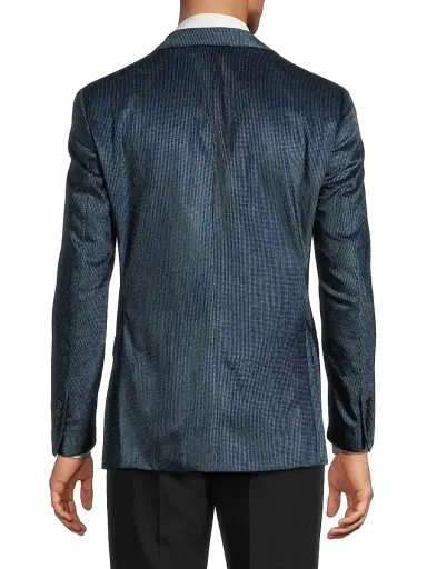 Emporio Armani Men's Micro-Patterned Velvet Jacket - Blue | Thumbnail 5 Emporio Armani Men's Micro-Patterned Velvet Jacket - Blue | Thumbnail 5