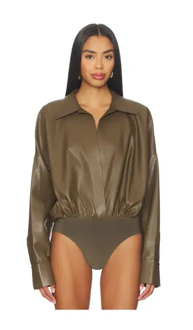 Norma Kamali Super Oversized Boyfriend Shirt Bodysuit | Thumbnail 2 Norma Kamali Super Oversized Boyfriend Shirt Bodysuit | Thumbnail 2