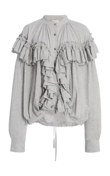 Dries Van Noten Hunver Ruffled Cotton-Jersey Top | Thumbnail 1 Dries Van Noten Hunver Ruffled Cotton-Jersey Top | Thumbnail 1