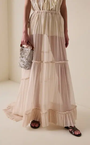 Dries Van Noten Sunia Bis Asymmetric Washed Mousseline-Silk Maxi Skirt | Thumbnail 3 Dries Van Noten Sunia Bis Asymmetric Washed Mousseline-Silk Maxi Skirt | Thumbnail 3