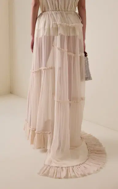 Dries Van Noten Sunia Bis Asymmetric Washed Mousseline-Silk Maxi Skirt | Thumbnail 4 Dries Van Noten Sunia Bis Asymmetric Washed Mousseline-Silk Maxi Skirt | Thumbnail 4