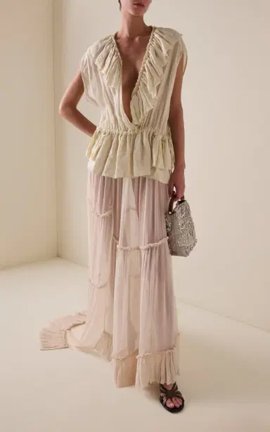 Dries Van Noten Cally Bis Ruffled Mousseline-Ramie Top | Thumbnail 3 Dries Van Noten Cally Bis Ruffled Mousseline-Ramie Top | Thumbnail 3