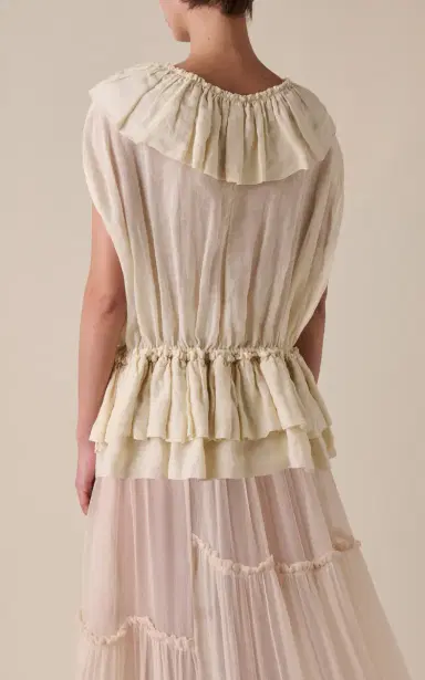 Dries Van Noten Cally Bis Ruffled Mousseline-Ramie Top | Thumbnail 4 Dries Van Noten Cally Bis Ruffled Mousseline-Ramie Top | Thumbnail 4