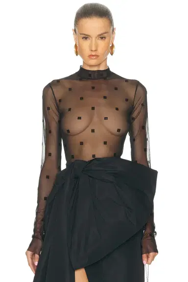 Givenchy Sheer Long Sleeve Bodysuit | Thumbnail 1 Givenchy Sheer Long Sleeve Bodysuit | Thumbnail 1