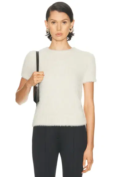 Helmut Lang Crop Eyelash Tee | Thumbnail 1 Helmut Lang Crop Eyelash Tee | Thumbnail 1