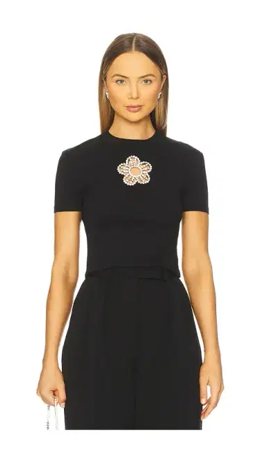 AREA Crystal Flower Cropped T-Shirt | Thumbnail 6 AREA Crystal Flower Cropped T-Shirt | Thumbnail 6