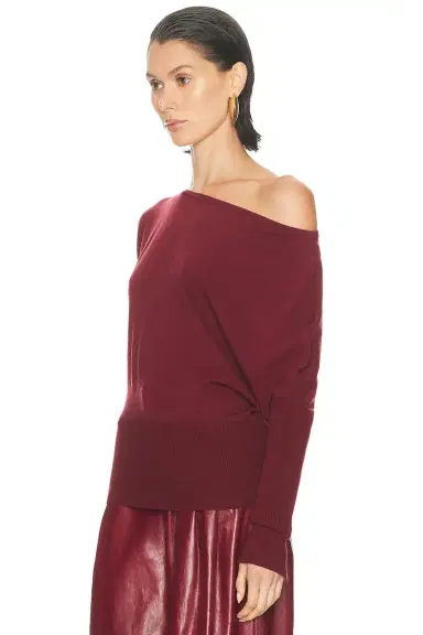 SIMKHAI Lavina Draped Off Shoulder Sweater | Thumbnail 2 SIMKHAI Lavina Draped Off Shoulder Sweater | Thumbnail 2