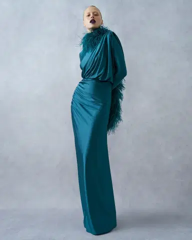 LAPOINTE Shine Jersey Asymmetrical Ruched Draped Gown | Thumbnail 1 LAPOINTE Shine Jersey Asymmetrical Ruched Draped Gown | Thumbnail 1