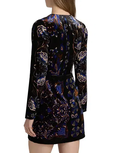 Farm Rio Women's Arabesque Mix Scarves Floral Velvet Wrap Minidress - Black | Thumbnail 5 Farm Rio Women's Arabesque Mix Scarves Floral Velvet Wrap Minidress - Black | Thumbnail 5