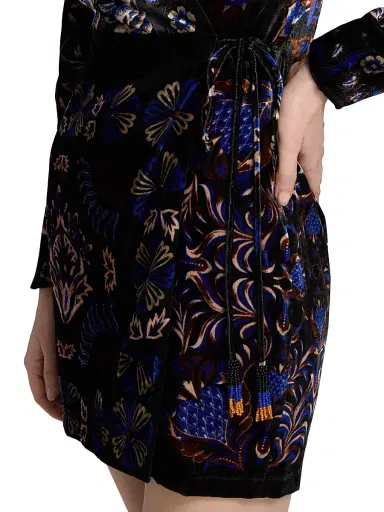 Farm Rio Women's Arabesque Mix Scarves Floral Velvet Wrap Minidress - Black | Thumbnail 6 Farm Rio Women's Arabesque Mix Scarves Floral Velvet Wrap Minidress - Black | Thumbnail 6
