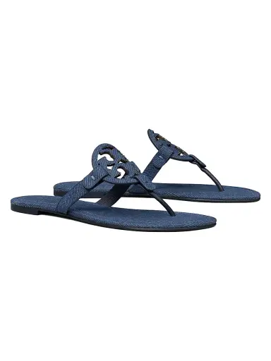Tory Burch Women's Miller Cotton Denim Flat Sandals | Thumbnail 2 Tory Burch Women's Miller Cotton Denim Flat Sandals | Thumbnail 2