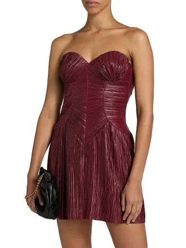 Cult Gaia Women's Nella Pleated Bustier Minidress - Chianti | Thumbnail 3 Cult Gaia Women's Nella Pleated Bustier Minidress - Chianti | Thumbnail 3