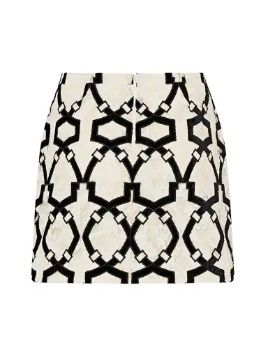 Milly Women's Jayla Flocked Velvet Lace Miniskirt - White Black | Thumbnail 3 Milly Women's Jayla Flocked Velvet Lace Miniskirt - White Black | Thumbnail 3