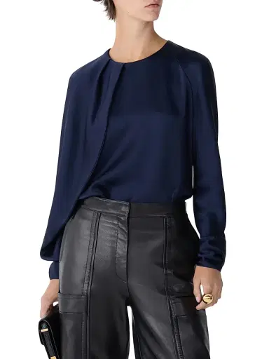 Callas Milano Women's Bliss Drape-Sleeve Blouse - Navy | Thumbnail 2 Callas Milano Women's Bliss Drape-Sleeve Blouse - Navy | Thumbnail 2
