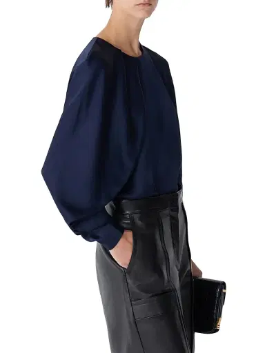Callas Milano Women's Bliss Drape-Sleeve Blouse - Navy | Thumbnail 3 Callas Milano Women's Bliss Drape-Sleeve Blouse - Navy | Thumbnail 3