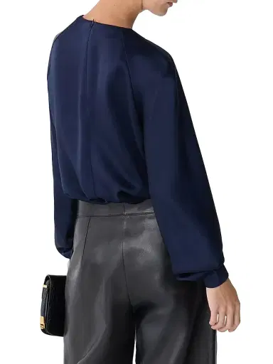 Callas Milano Women's Bliss Drape-Sleeve Blouse - Navy | Thumbnail 4 Callas Milano Women's Bliss Drape-Sleeve Blouse - Navy | Thumbnail 4