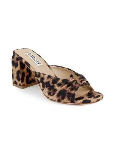 Badgley Mischka Women's Vayla Pleated Leather Sandals - Natural Leopard | Thumbnail 2 Badgley Mischka Women's Vayla Pleated Leather Sandals - Natural Leopard | Thumbnail 2