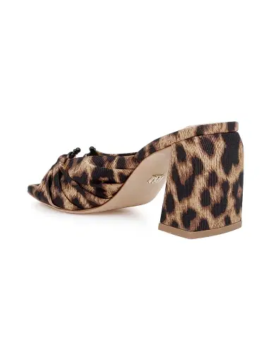 Badgley Mischka Women's Vayla Pleated Leather Sandals - Natural Leopard | Thumbnail 3 Badgley Mischka Women's Vayla Pleated Leather Sandals - Natural Leopard | Thumbnail 3