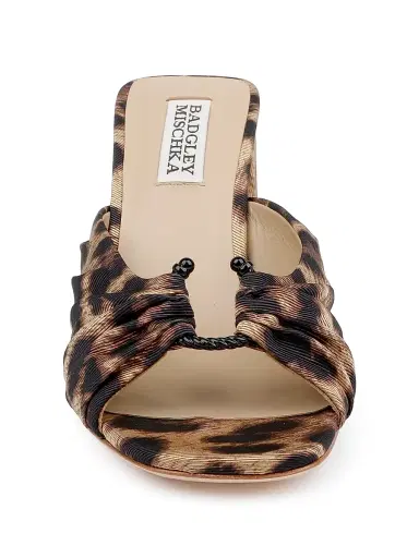 Badgley Mischka Women's Vayla Pleated Leather Sandals - Natural Leopard | Thumbnail 4 Badgley Mischka Women's Vayla Pleated Leather Sandals - Natural Leopard | Thumbnail 4