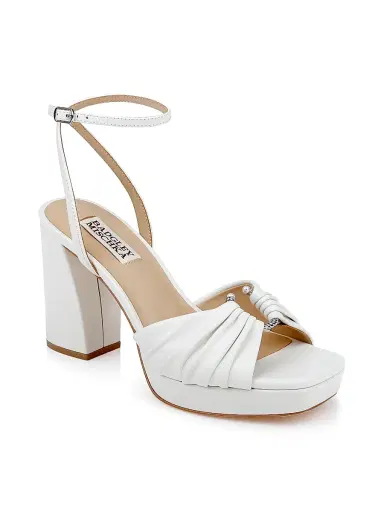 BADGLEY MISCHKA Women's Veda 85MM Pleated Leather Sandals | Thumbnail 2 BADGLEY MISCHKA Women's Veda 85MM Pleated Leather Sandals | Thumbnail 2