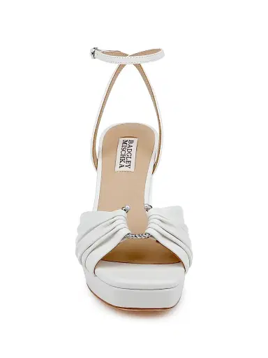 BADGLEY MISCHKA Women's Veda 85MM Pleated Leather Sandals | Thumbnail 4 BADGLEY MISCHKA Women's Veda 85MM Pleated Leather Sandals | Thumbnail 4