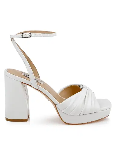 BADGLEY MISCHKA Women's Veda 85MM Pleated Leather Sandals | Thumbnail 1 BADGLEY MISCHKA Women's Veda 85MM Pleated Leather Sandals | Thumbnail 1