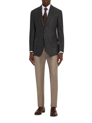 Giorgio Armani Men's Wool-Cashmere Soft Sport Coat - Grey Brown | Thumbnail 2 Giorgio Armani Men's Wool-Cashmere Soft Sport Coat - Grey Brown | Thumbnail 2