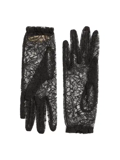 Valentino Garavani Women's Vlogo Signature Lace Gloves - Black Gold - Size 6 | Thumbnail 2 Valentino Garavani Women's Vlogo Signature Lace Gloves - Black Gold - Size 6 | Thumbnail 2