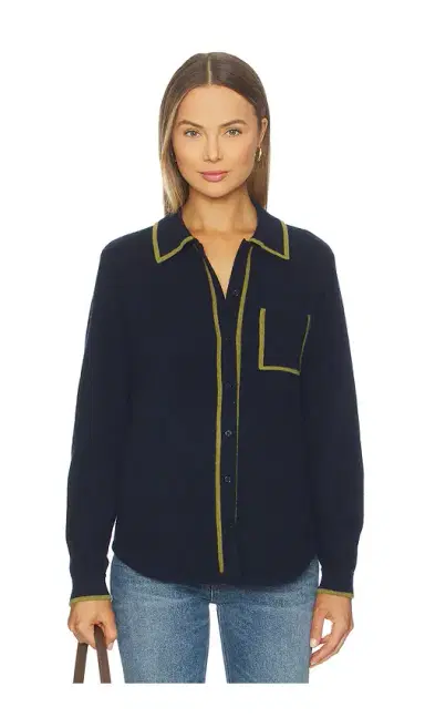 White + Warren White + Warren Cashmere Tipped Button Shirt | Thumbnail 1 White + Warren White + Warren Cashmere Tipped Button Shirt | Thumbnail 1